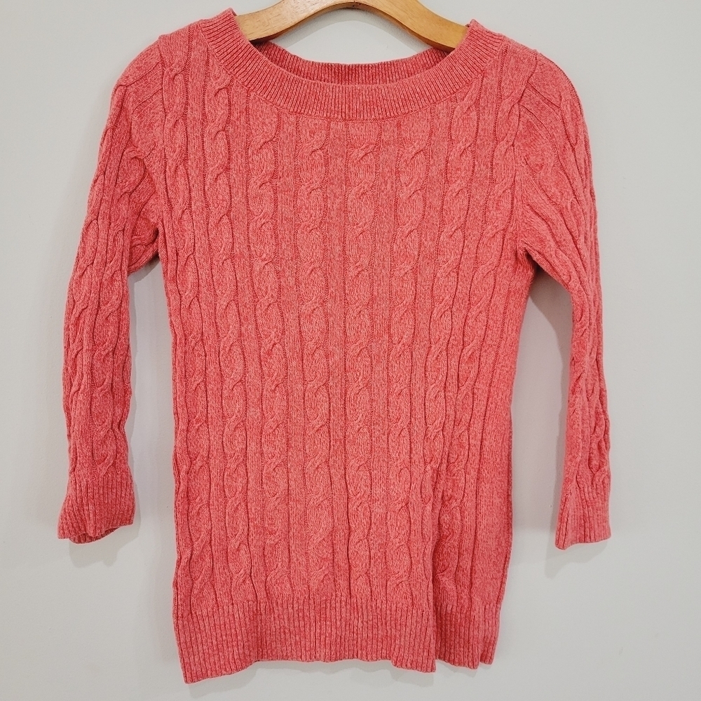 LOFT red melange knit sweater size XS